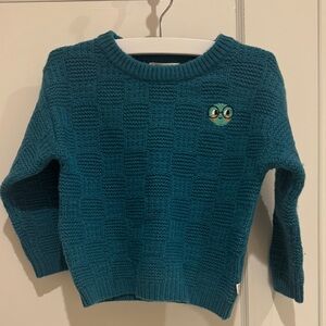 Bonnie Mob Chinky Teal Knit Sweater with cute embroidered design NEW size 3/4